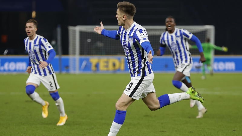 Krzysztof Piatek (C) after giving Hertha the lead