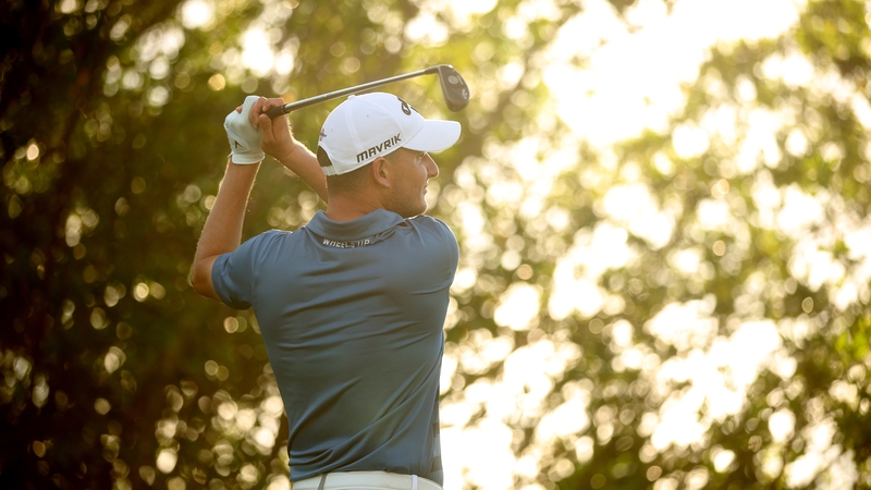 Emiliano Grillo of Argentina plays his shot from the 17th tee
