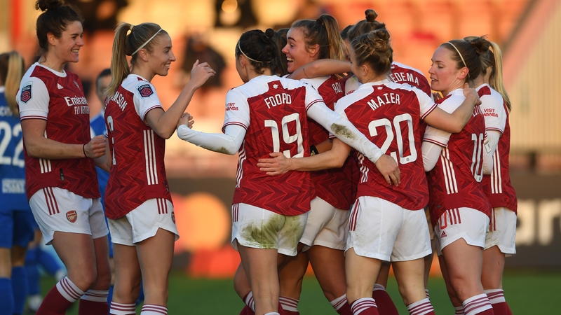 Jill Roord celebrates scoring Arsenal's second goal