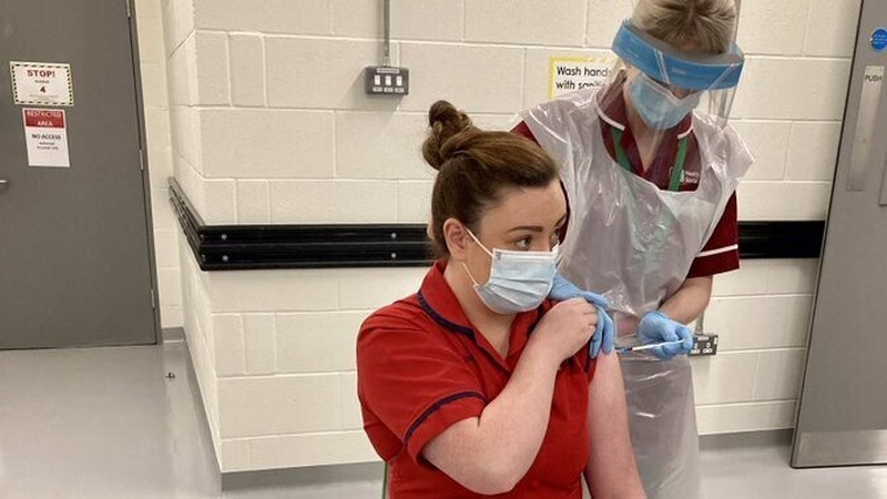 Nurse Joanna Sloan was the first person on the island of Ireland to receive a Covid-19 vaccination