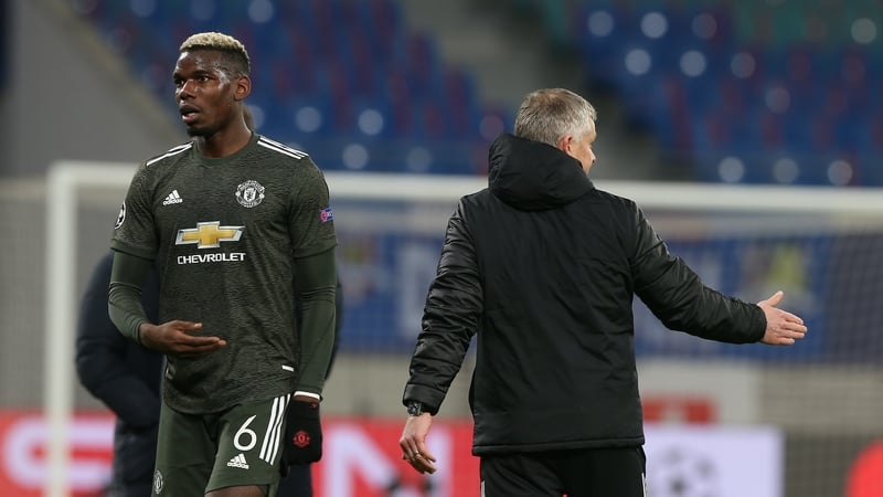 Paul Pogba and Ole Gunnar Solskjaer in Leipzig