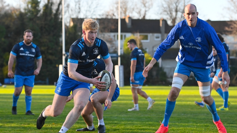 Devin Toner (R) with Jamie Osborne in Leinster training at UCD
