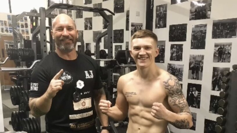 Campbell Hatton (R) pictured in training