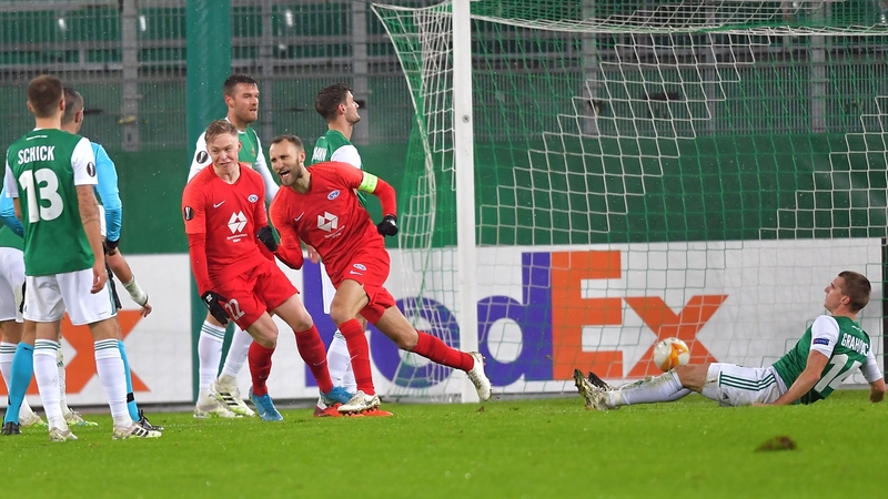 Magnus Eikrem celebrates his strike, which helped Molde through to the knock-out stage