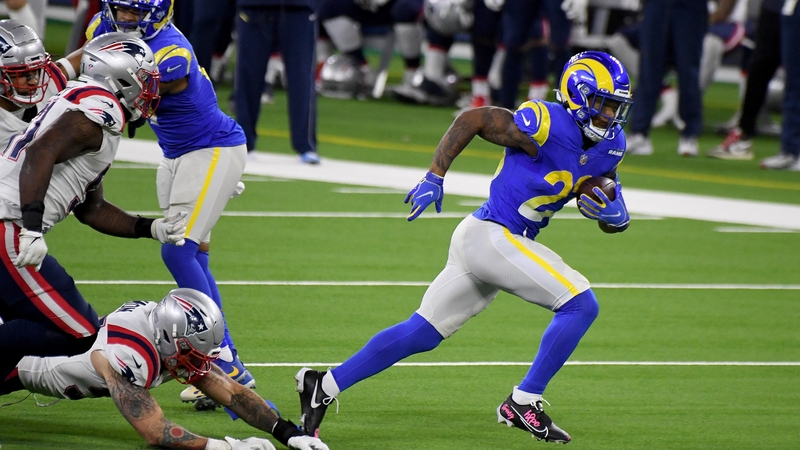 The Rams relied on their ground game to beat the Patriots, with running back Cam Akers rushing for 171 yards off 29 carries