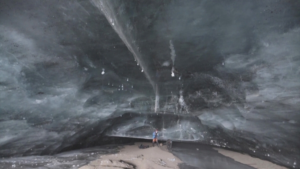 Inside the 'Ice Cathedral' near Les Diablerets in the Swiss Alps