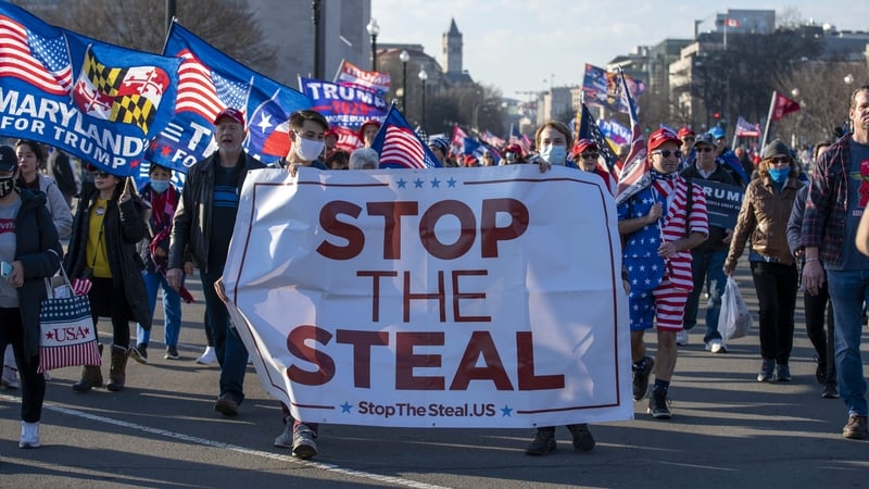 Supporters of Donald Trump at today's rally in Washington DC