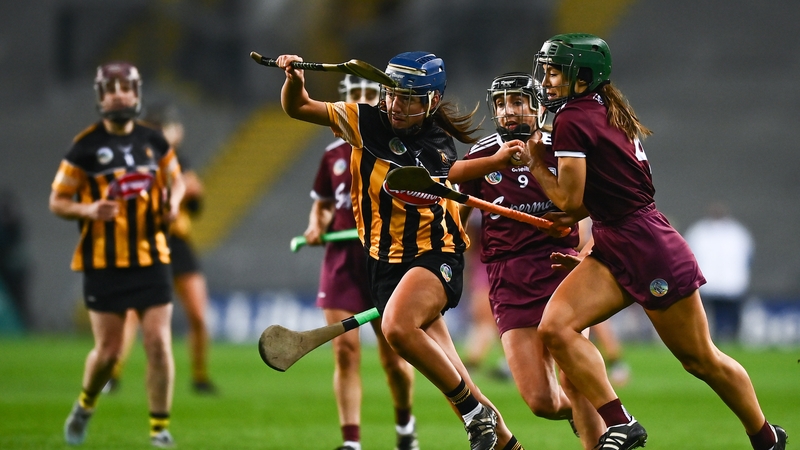 Mary O'Connell of Kilkenny in battles past Heather Cooney during last weekend's final