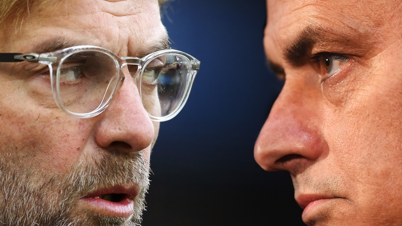 Jurgen Klopp (L) and Jose Mourinho's teams are joint top of the Premier League and go head to head on Wednesday