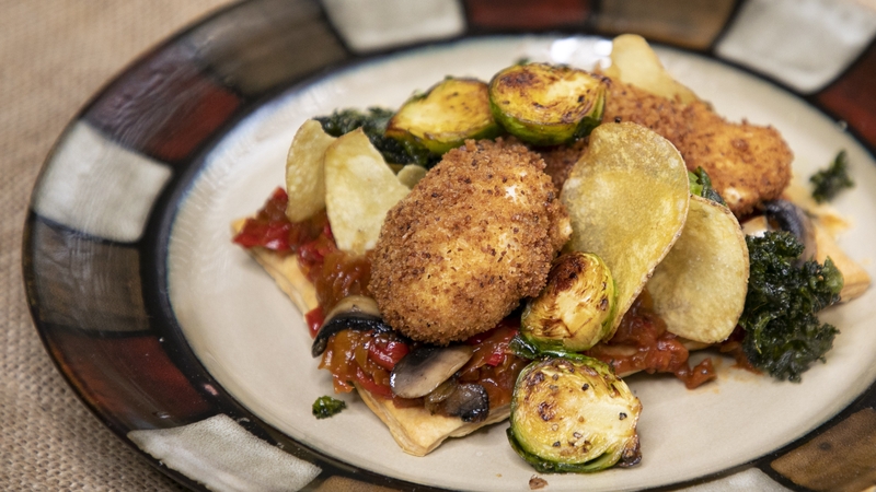 Mags Roche's vegetarian tart with crispy poached eggs and Brussel sprouts