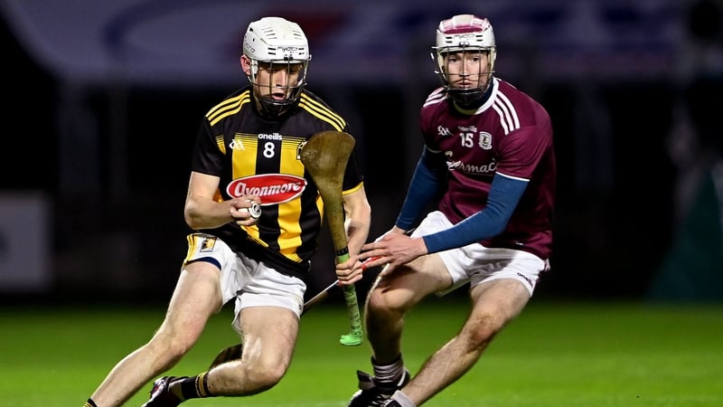 Cian Kenny of Kilkenny in action against Donal O'Shea of Galway