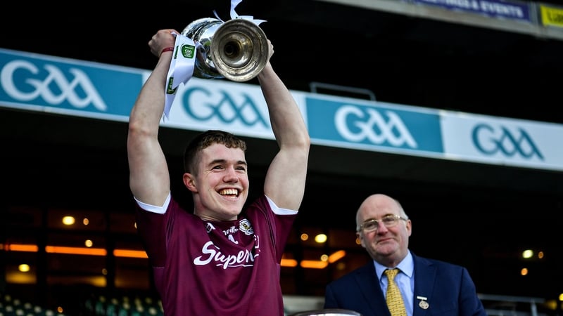 Galway captain Jack Glynn lifts the All-Ireland U20 title at Croke Park