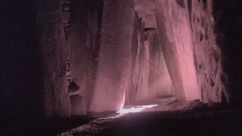 Sunlight flooded the inner chamber of the Neolithic Passage Tomb at Newgrange this morning
