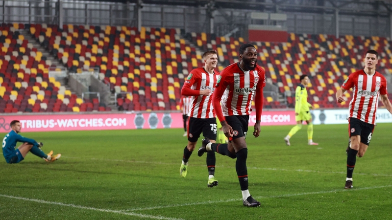Brentford's Josh Dasilva celebrates his winner