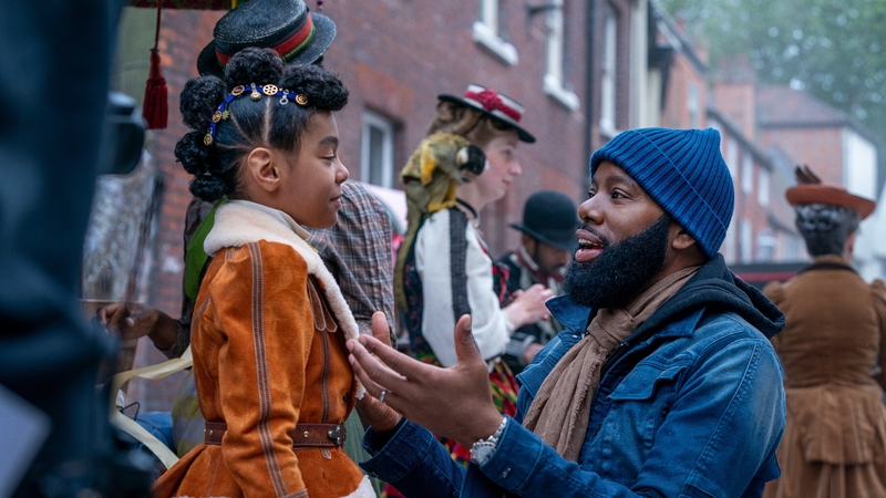 David E Talbert (pictured with star Madalen Mills) wanted Jingle Jangle: A Christmas Journey to be "a film for adults that was kid-friendly"