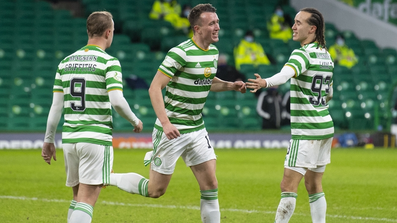 Celtic's David Turnbull celebrates his opener at Parkhead