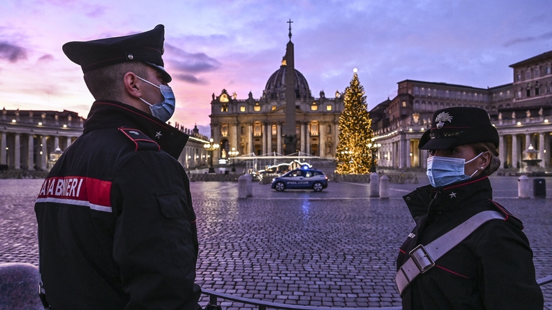 The usual crowds were absent from St Peter's Square on Christmas Eve
