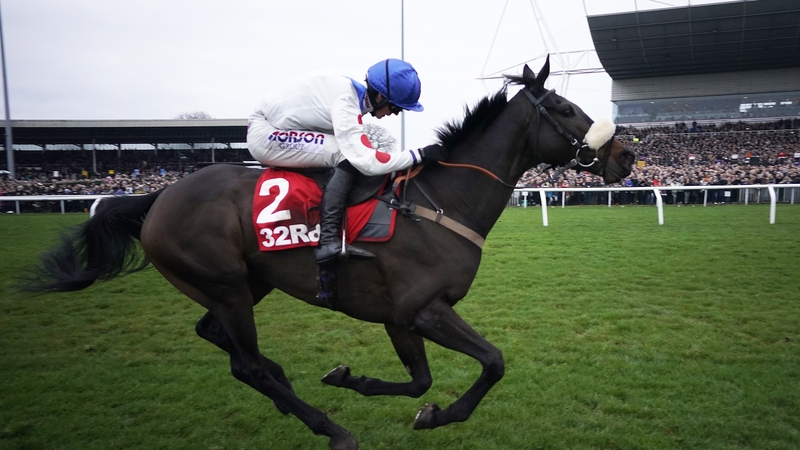 Harry Cobden and Clan Des Obeaux win the 2018 King George in front of packed stands at Kempton