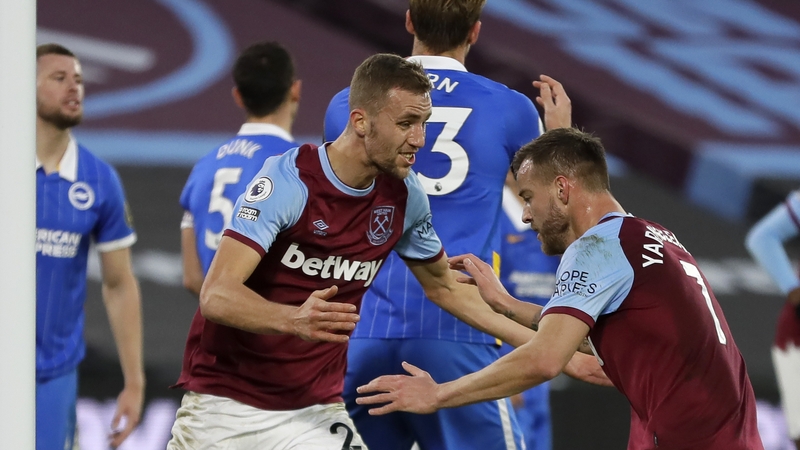 Soucek wheels away to celebrate his equaliser