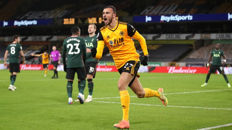 Romain Saiss celebrates equalising for the hosts