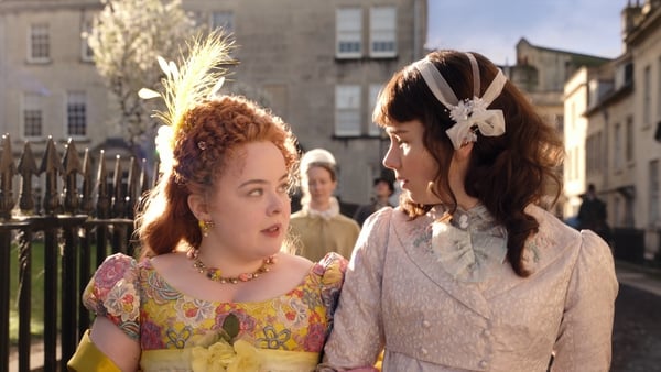 Nicola Coughlan and Claudia Jessie in season one of Bridgerton