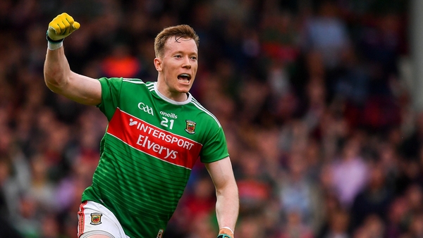 Donal Vaughan celebrates scoring a late point against Galway in 2019