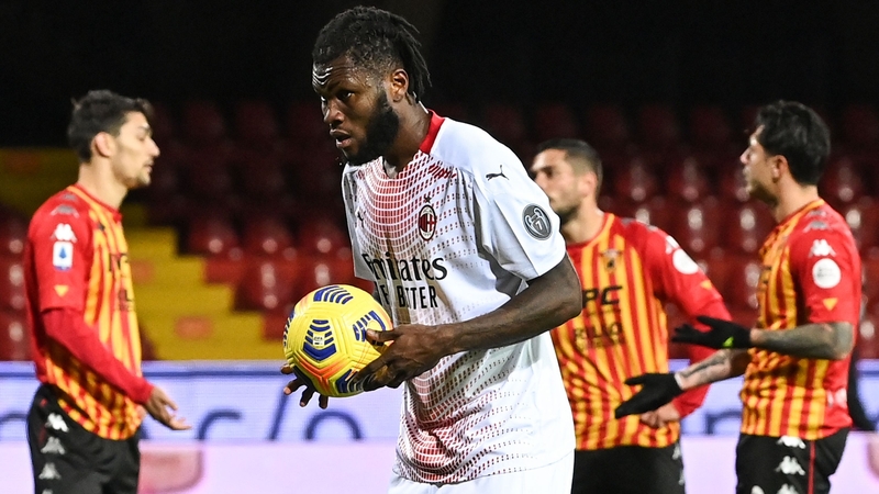 AC Milan's Franck Kessie prepares to fire home his penalty