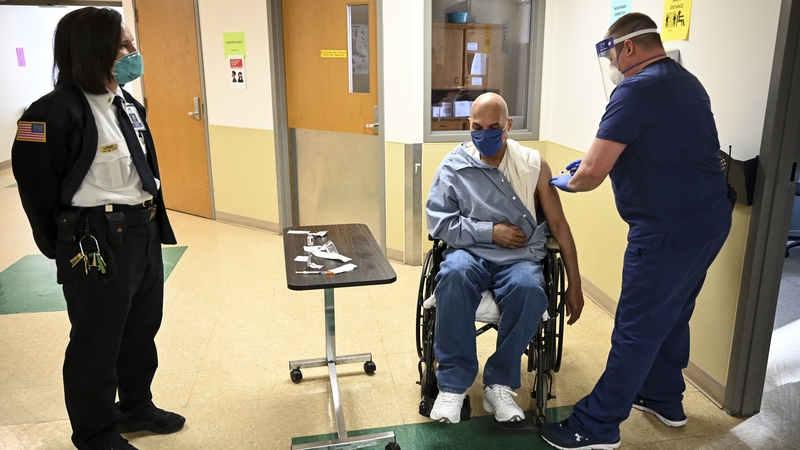 An inmate in Faribault prison, Minnesota, is given the Covid-19 vaccine