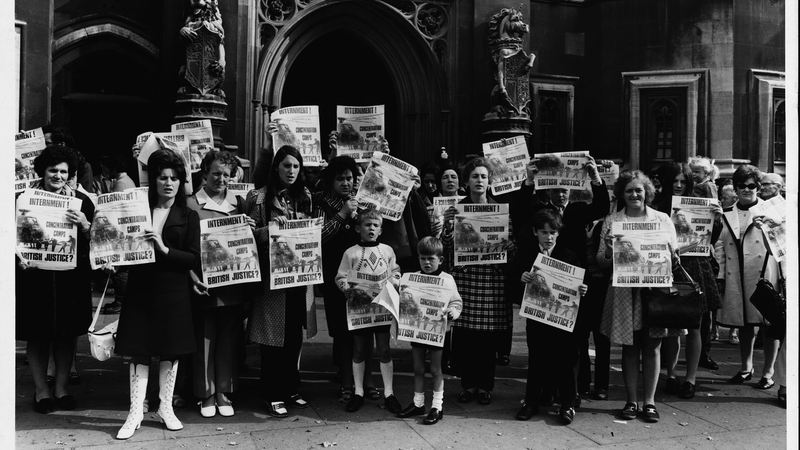 Anti-internment protesters outside the House of Commons in London in 1971. Photo: Hulton-Deutsch Collection/ CORBIS/Corbis via Getty Images