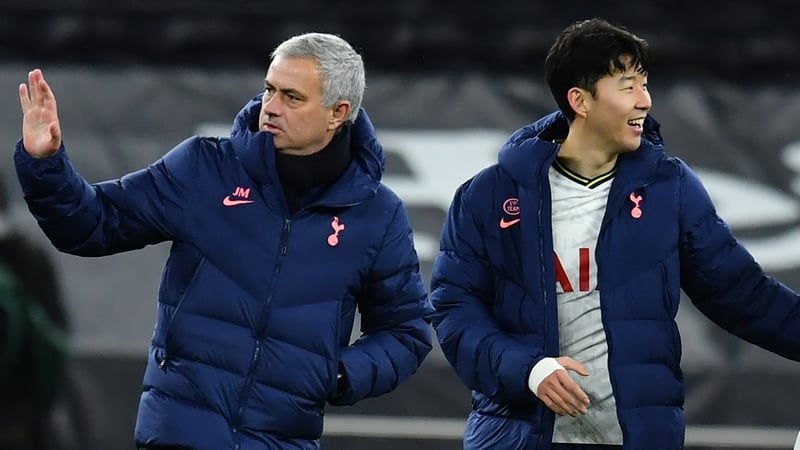 Mourinho and Son Heung-min who scored Spurs' second against Brentford