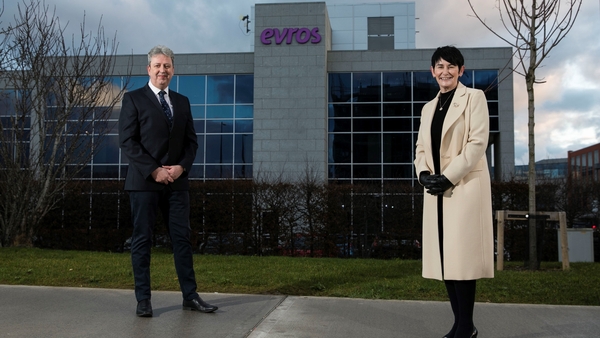 Brian Larkin, managing director of Evros Technology Group with Eir CEO Carolan Lennon