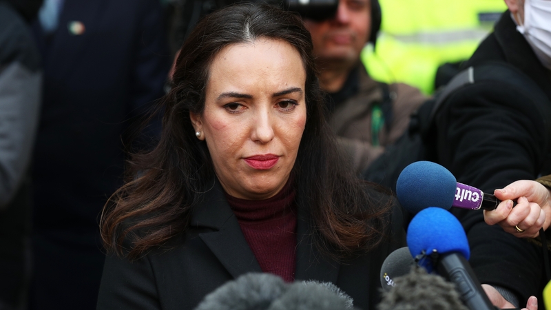 Stella Moris speaking to the media outside Westminster Magistrates' Court today