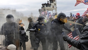 There were scuffles as protesters headed towards the Capitol