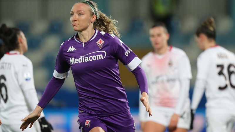 Louise Quinn celebrates the winning goal as Fiorentina progressed to the final