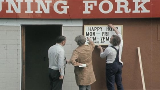 Happy hour sign for The Tuning Fork, 1981