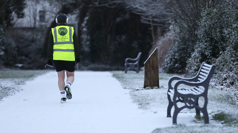 Snow in a park earlier this month