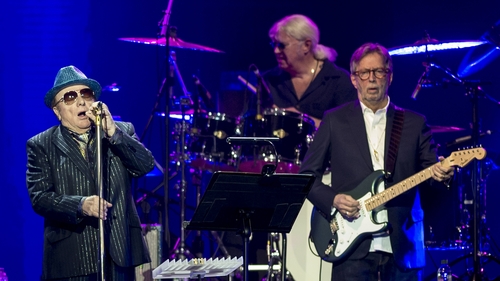 Eric Clapton and Van Morrison perform together in Music for Marsden, a hospital benefit concert which took place in London last year