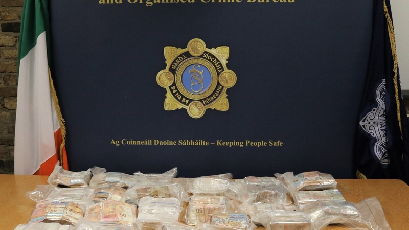 A photo of some of the cash seized by gardaí this morning