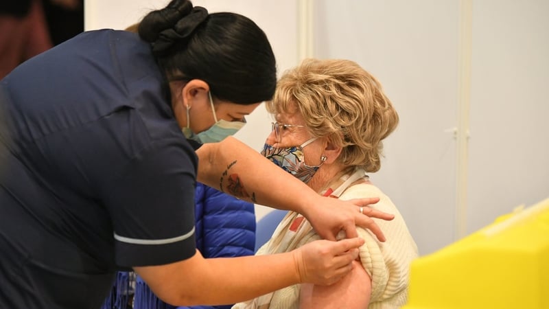 Moira Edwards receives the Covid-19 vaccine at the Epsom centre