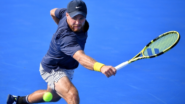 Christian Harrison in action during his win over Gianluca Mager yesterday