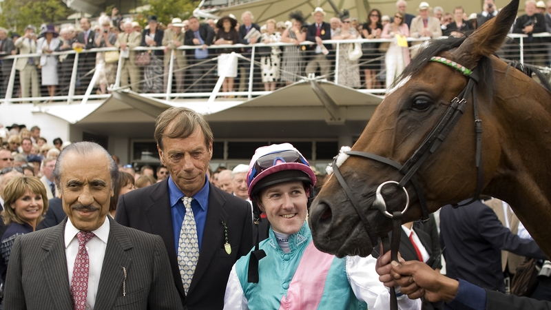 Khalid Abdullah, pictured with trainer Henry Cecil, jockey Tom Queally and Frankel