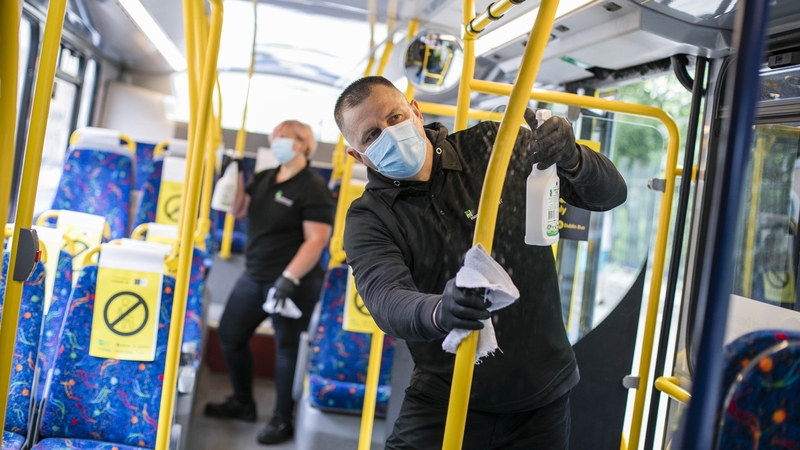Dublin Bus fleet is sanitised by Momentum Support on a nightly basis.