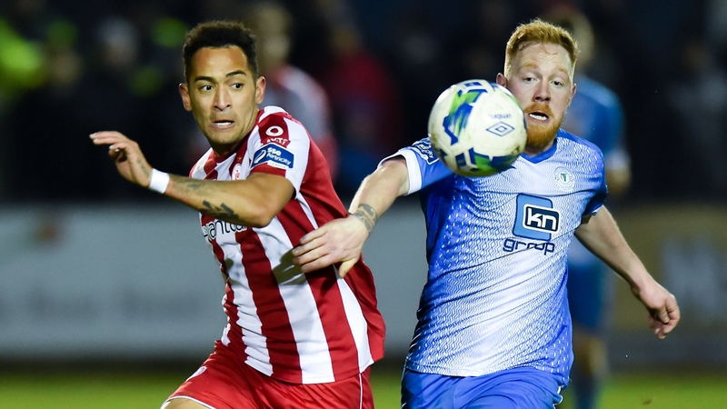 Will Seymore (L) in action for Sligo Rovers last season against Ryan Connolly of Finn Harps