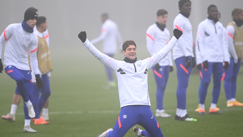 Marcos Alonso in Chelsea training in December