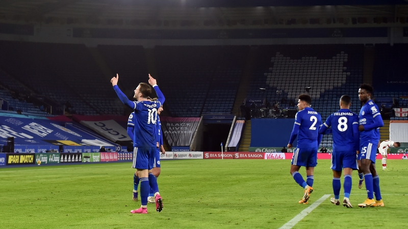 James Maddison celebrates the opening goal against Southampton