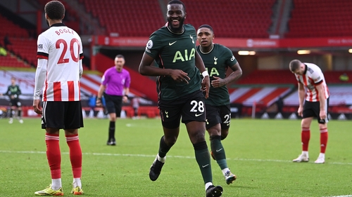 Tanguy Ndombele celebrates a stunning strike