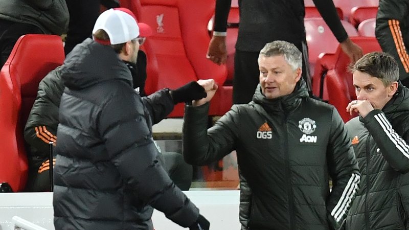 Ole Gunnar Solskjaer and Jurgen Klopp at full-time