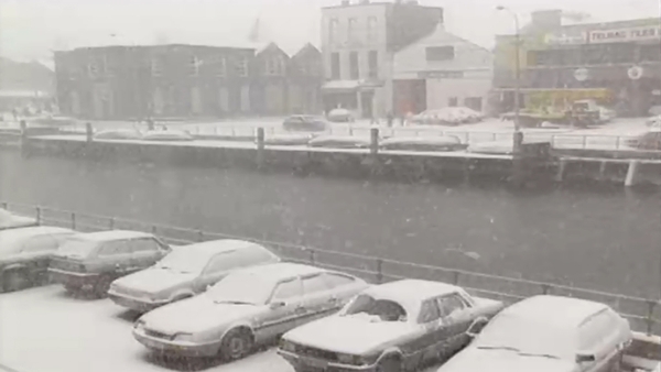 Cork Quays under snow in 1991.