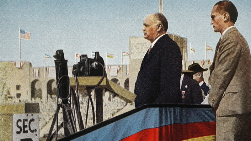 US vice president Charles Curtis opening the 1932 Olympic Summer Games in Los Angeles. Photo: Universal History Archive/ Univers via Getty Images