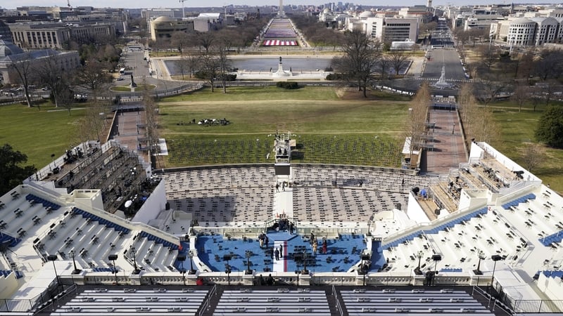 Preparations are made prior to a dress rehearsal ahead of the 59th Inaugural Ceremonies at the US Capitol yesterday